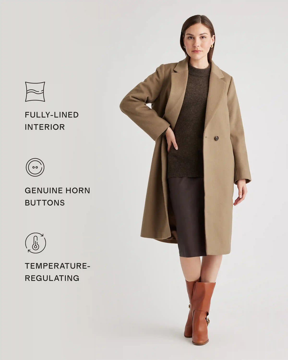 Italian Wool Double-Breasted Slouch Coat