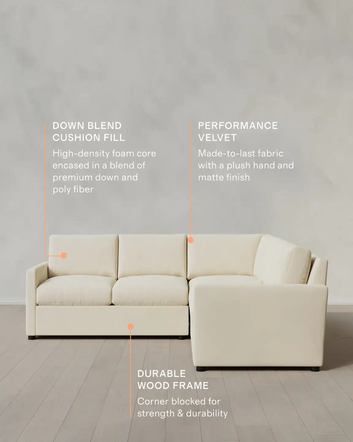 Brennan L Sectional in Performance Velvet