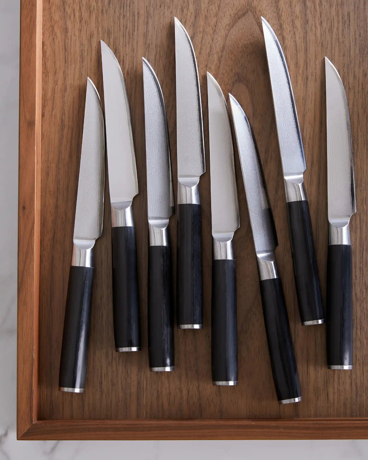 Essential Japanese Damascus Steel Steak Knife, Set of 8