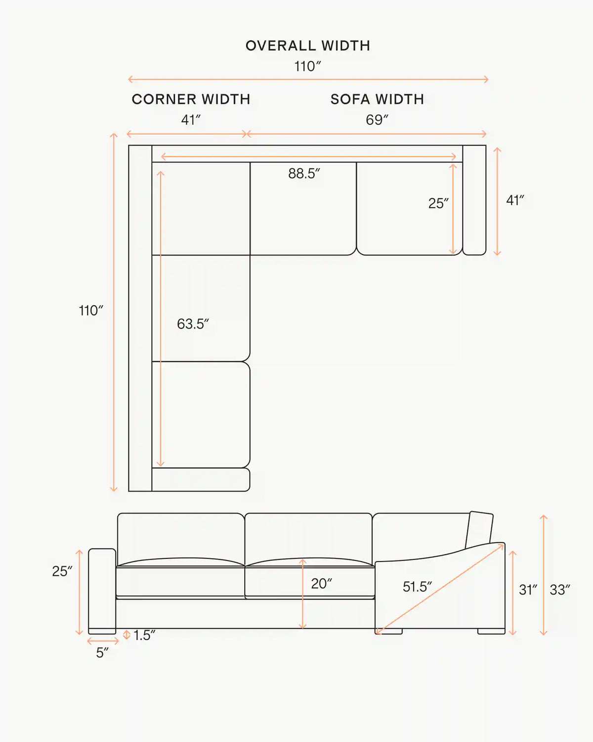 Hollis Slope Arm L Sectional in Performance Basketweave