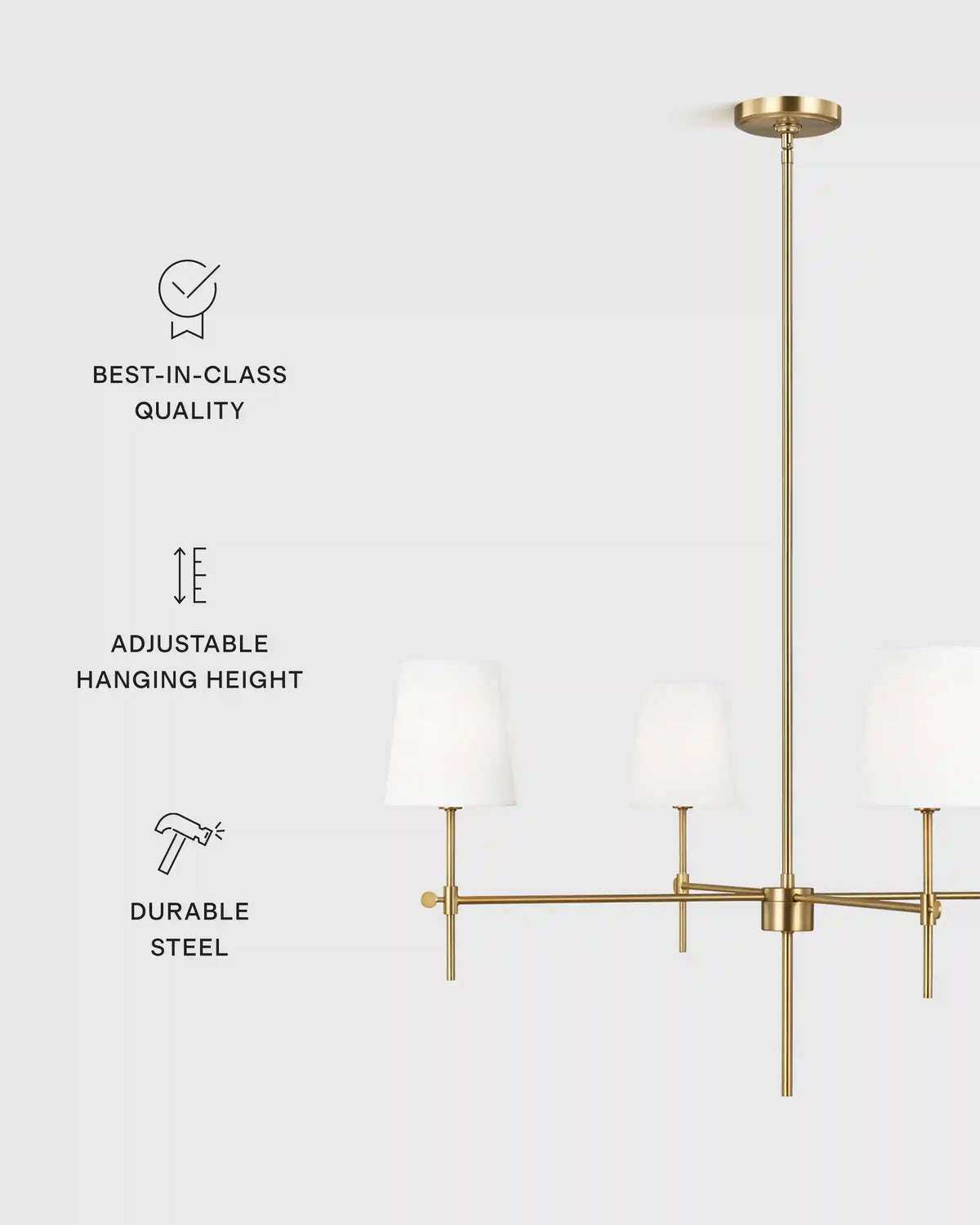Linear Steel Chandelier with Linen Shades