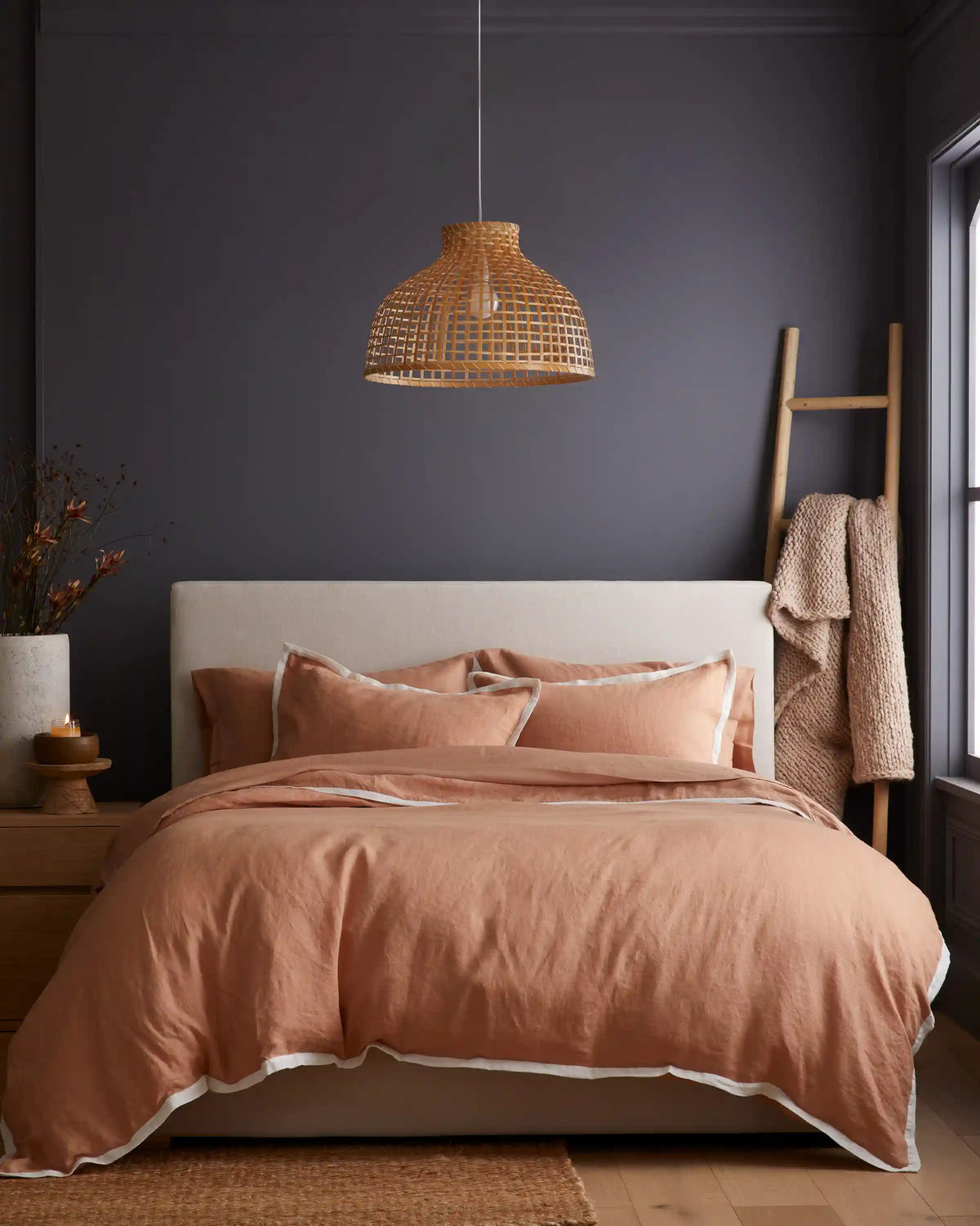 European Linen Contrast Flange Duvet Cover
