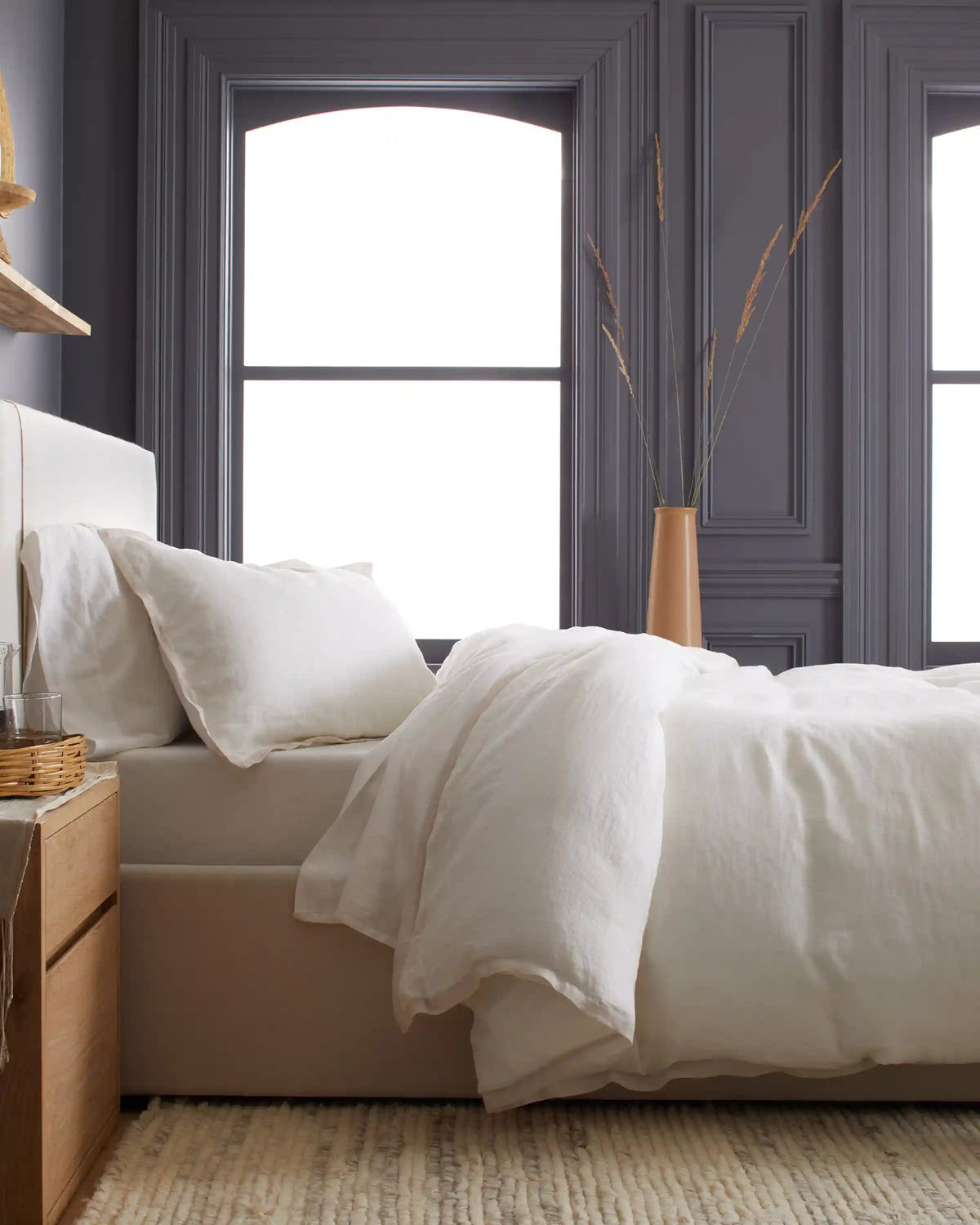 European Linen Contrast Flange Duvet Cover