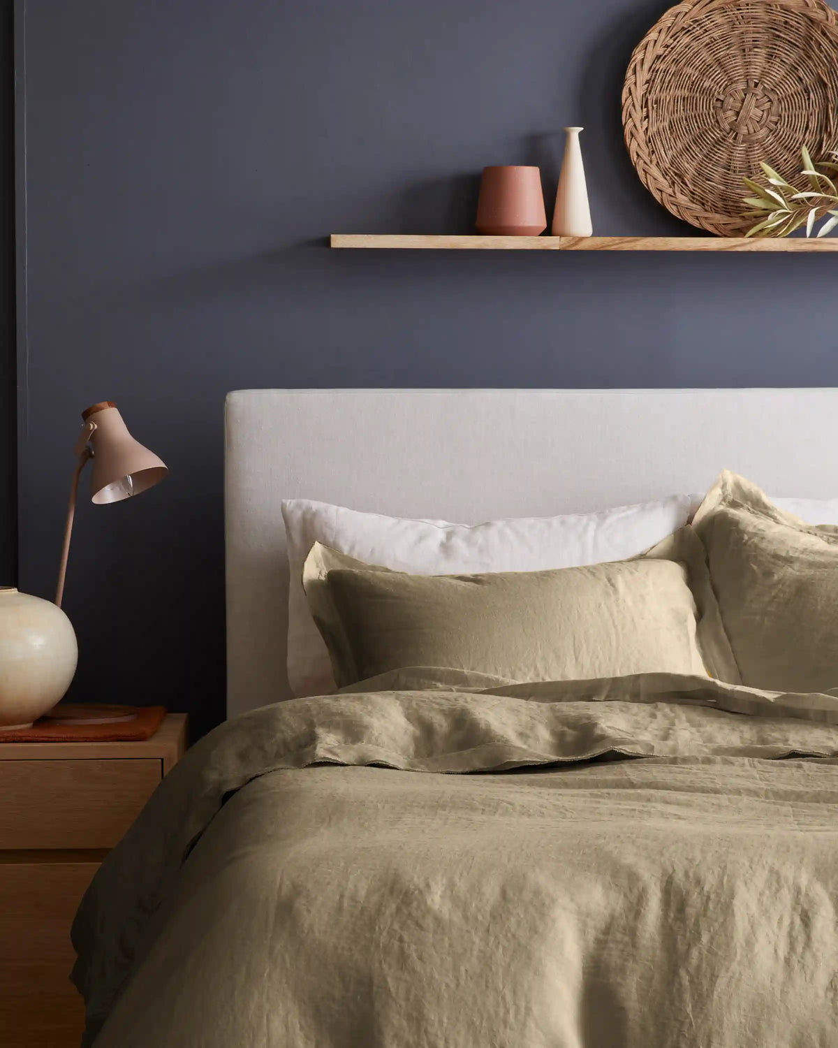 European Linen Double Flange Duvet Cover Set