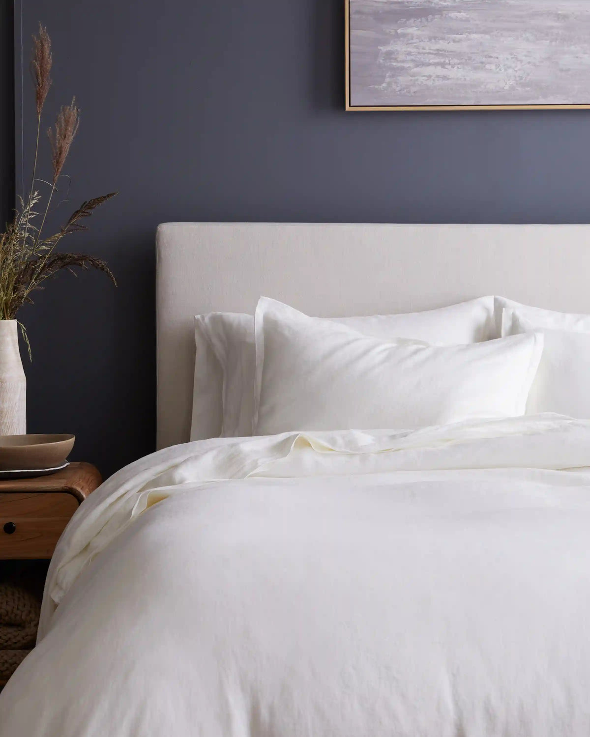 European Linen Double Embroidered Edge Duvet Cover Set