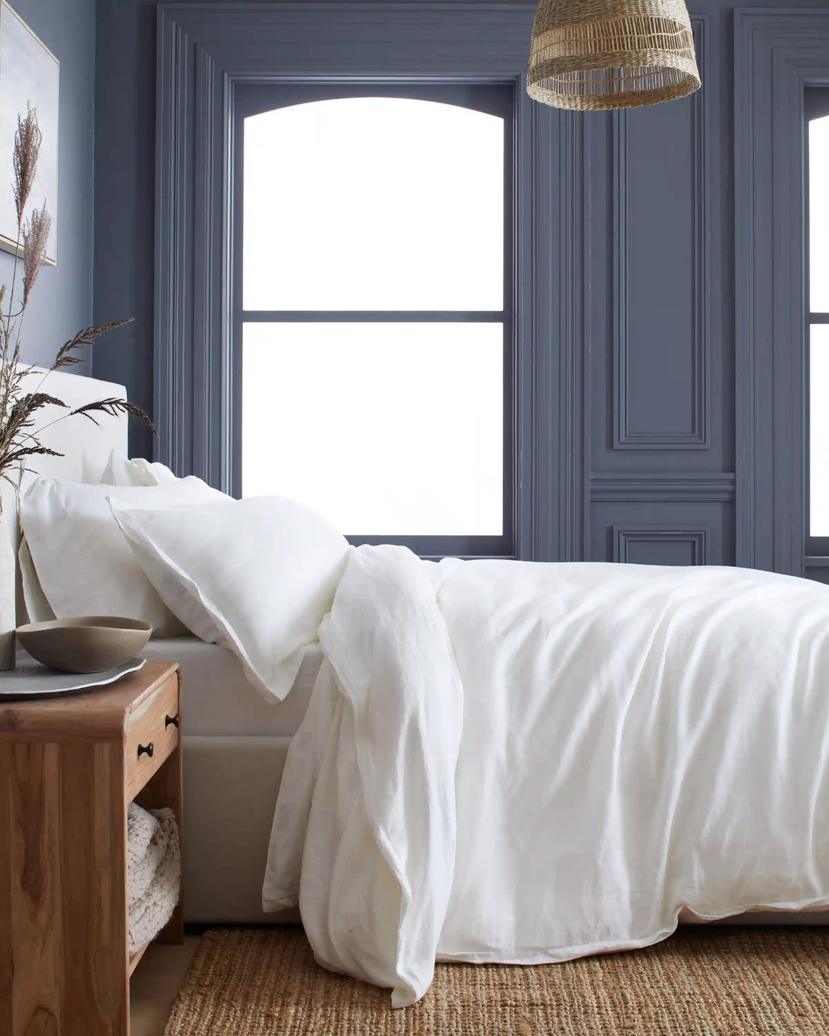 European Linen Double Embroidered Edge Duvet Cover
