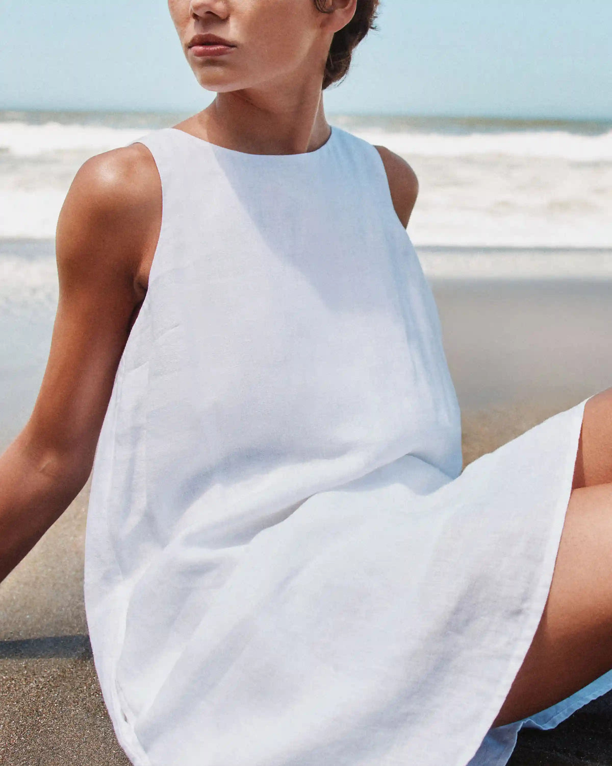 100% European Linen Tank Mini Dress