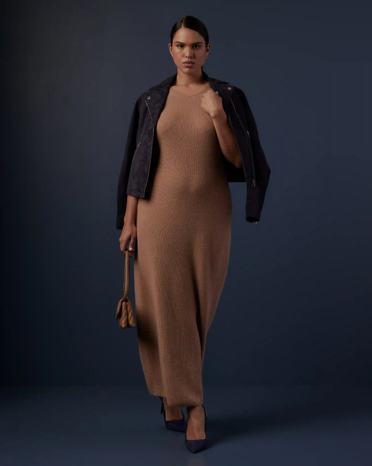 Mongolian Cashmere Sleeveless Midi Sweater Dress