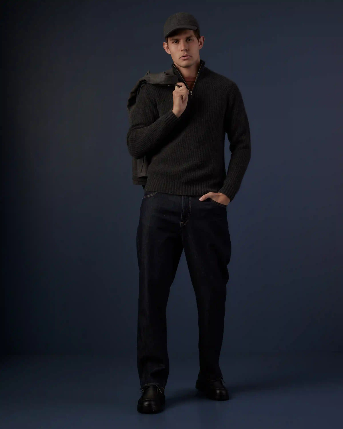 Mongolian Cashmere Fisherman Quarter Zip Sweater