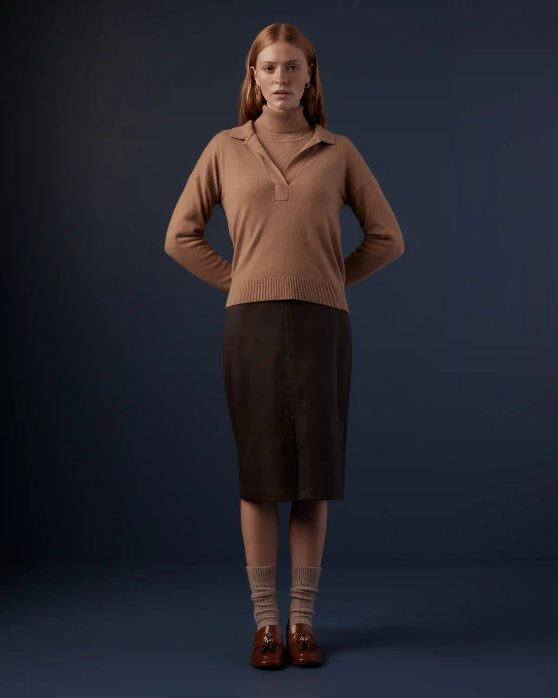 Mongolian Cashmere Polo Sweater