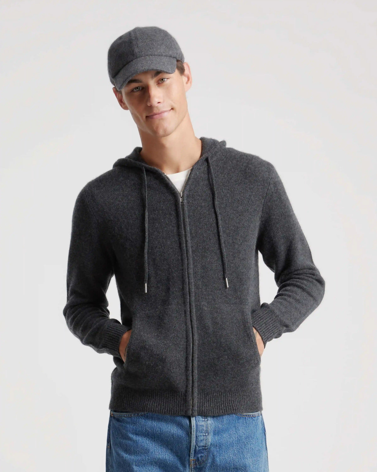 Mongolian Spring Cashmere Full-Zip Hoodie