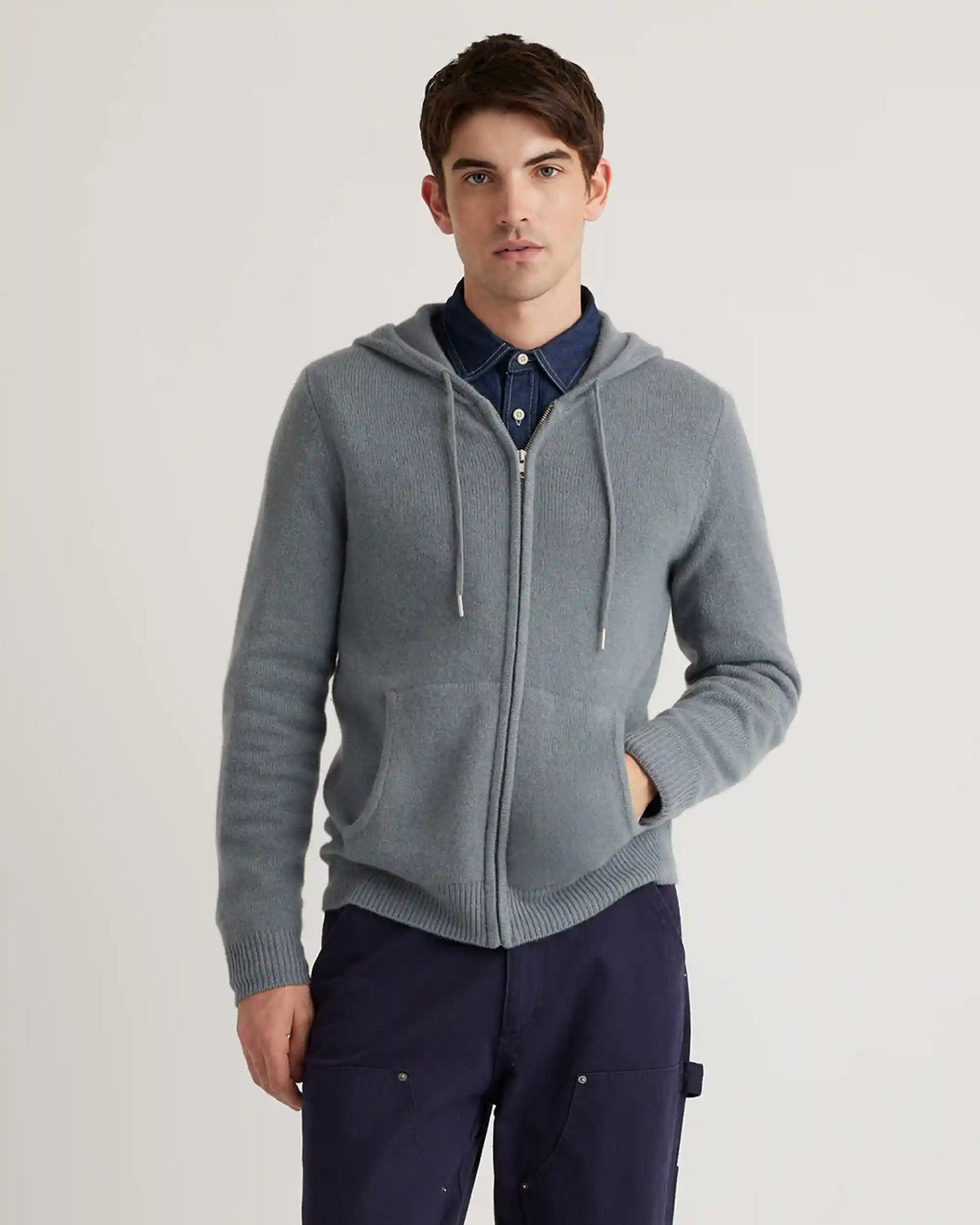 Mongolian Spring Cashmere Full-Zip Hoodie