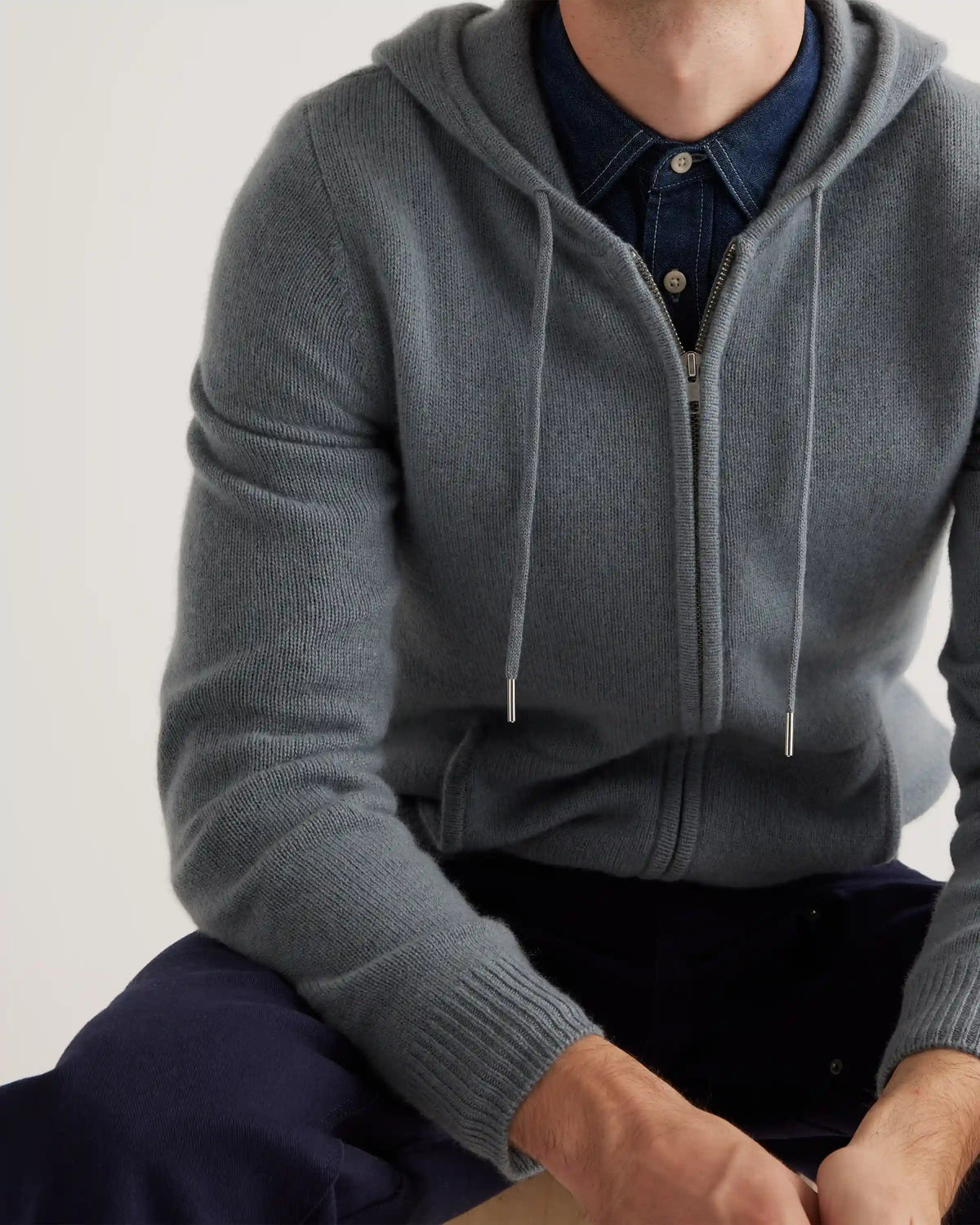 Mongolian Spring Cashmere Full-Zip Hoodie