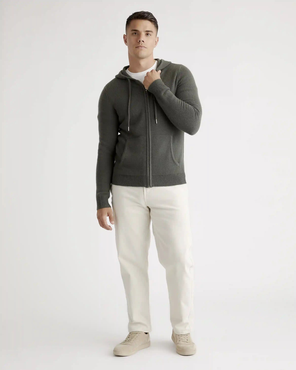 Mongolian Spring Cashmere Full-Zip Hoodie