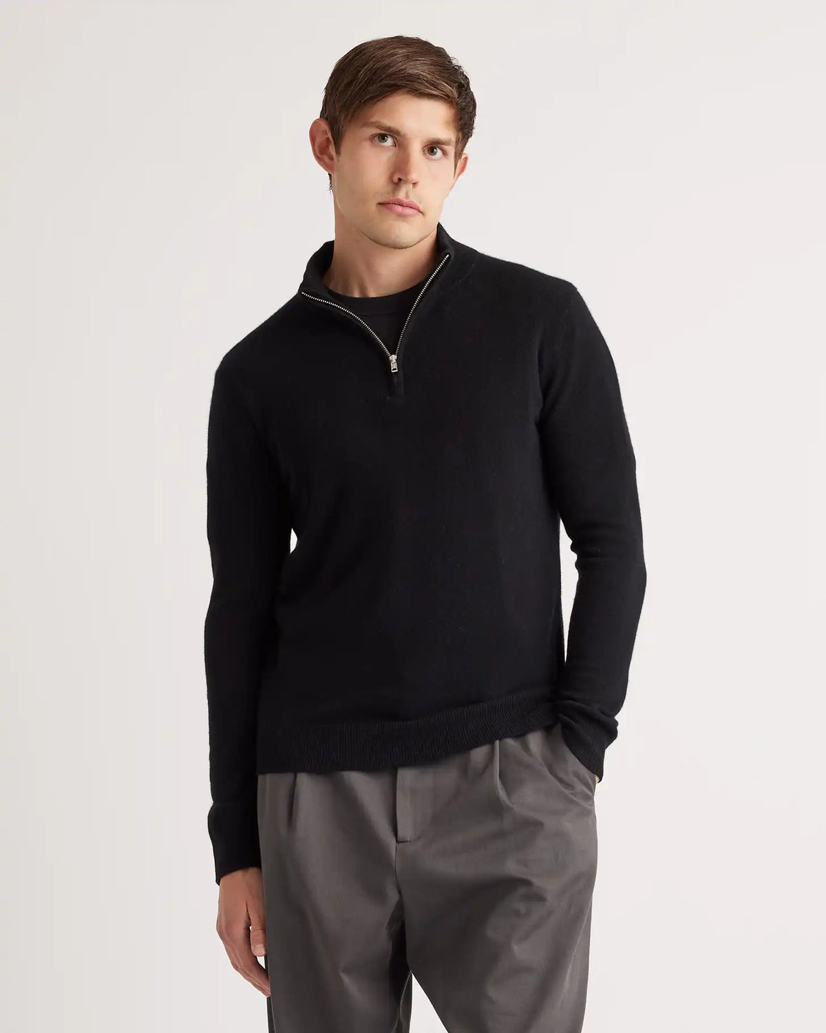 Mongolian Cashmere Quarter Zip Sweater