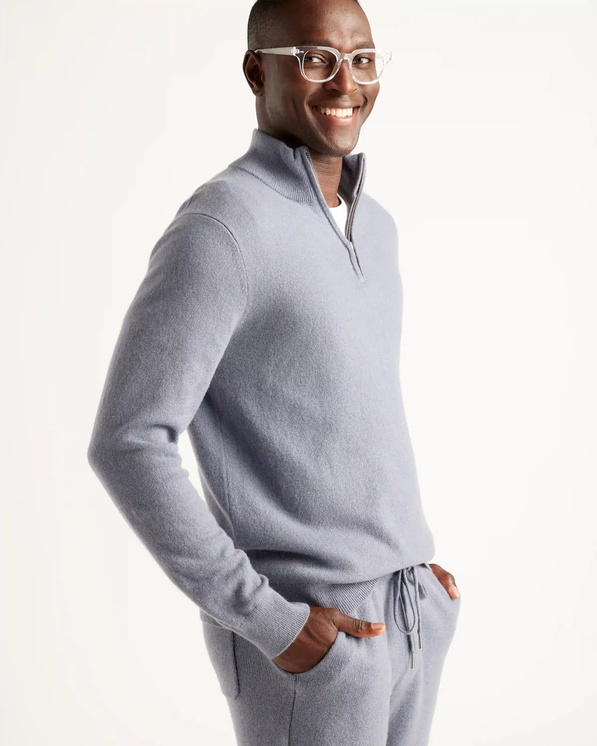 Mongolian Cashmere Quarter Zip Sweater