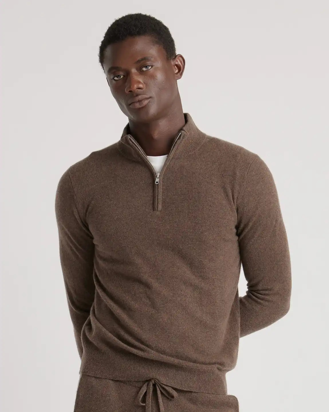 Mongolian Spring Cashmere Quarter Zip Sweater