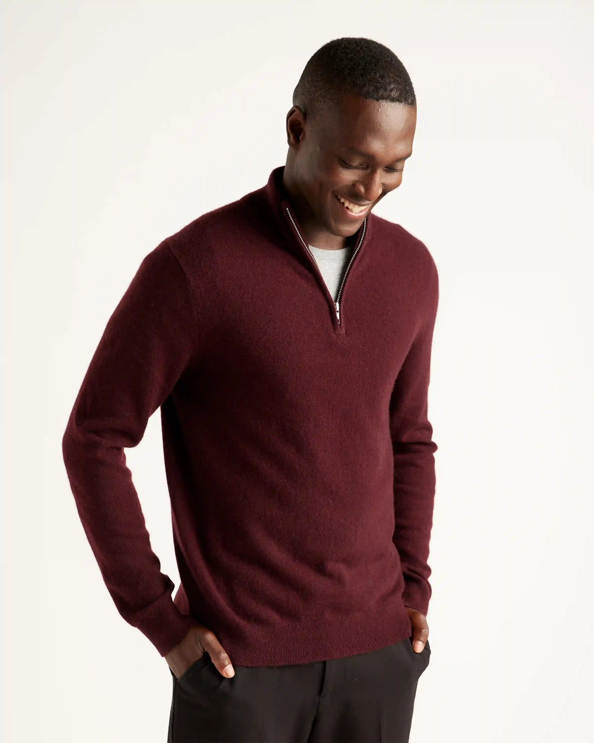 Mongolian Cashmere Quarter Zip Sweater