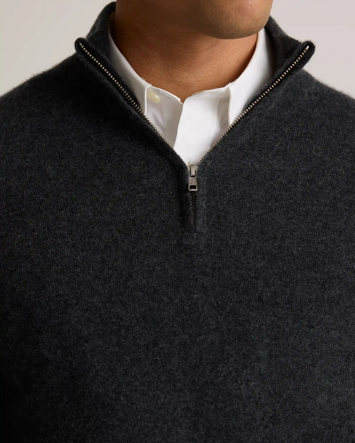 Mongolian Cashmere Quarter Zip Sweater