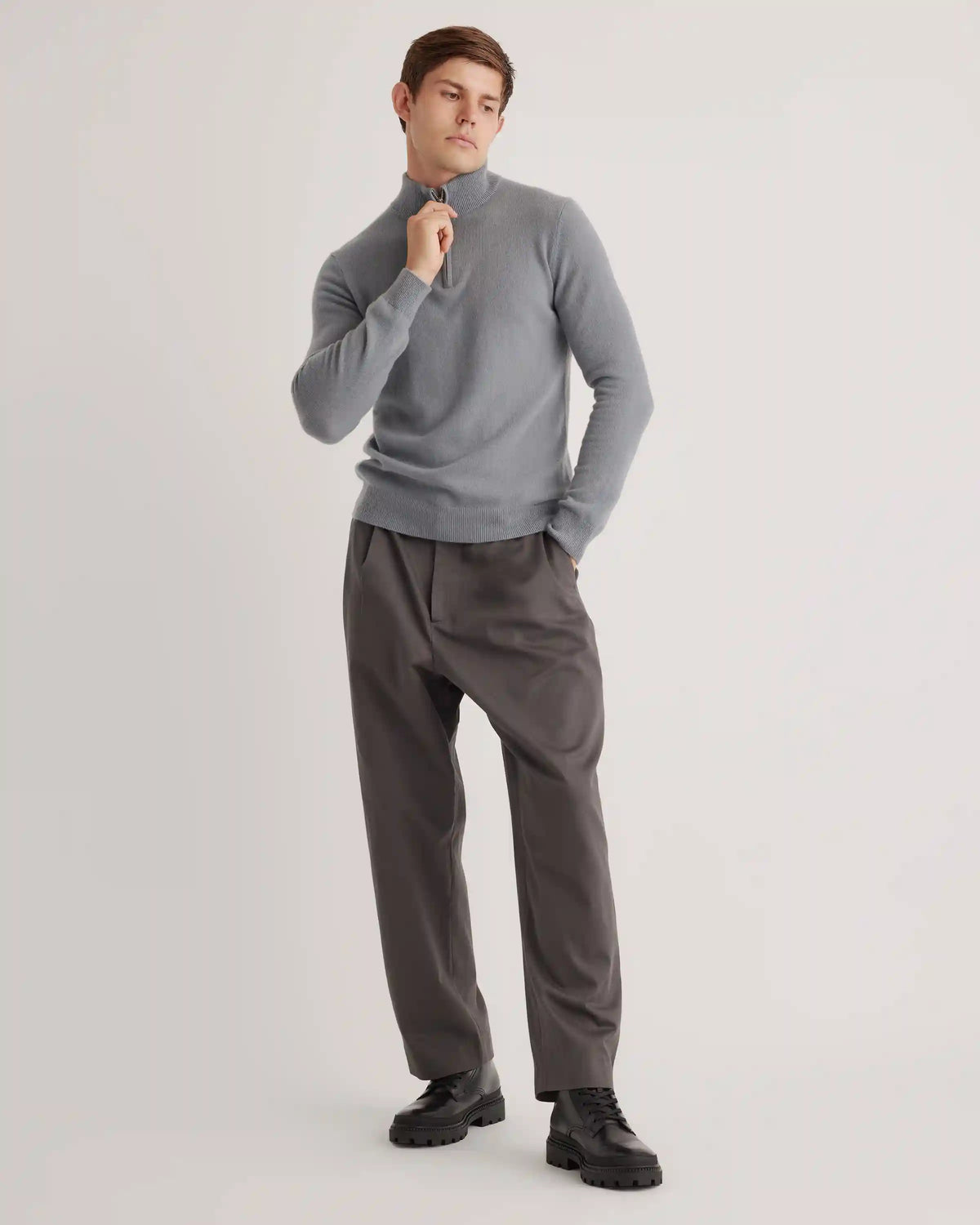 Mongolian Spring Cashmere Quarter Zip Sweater