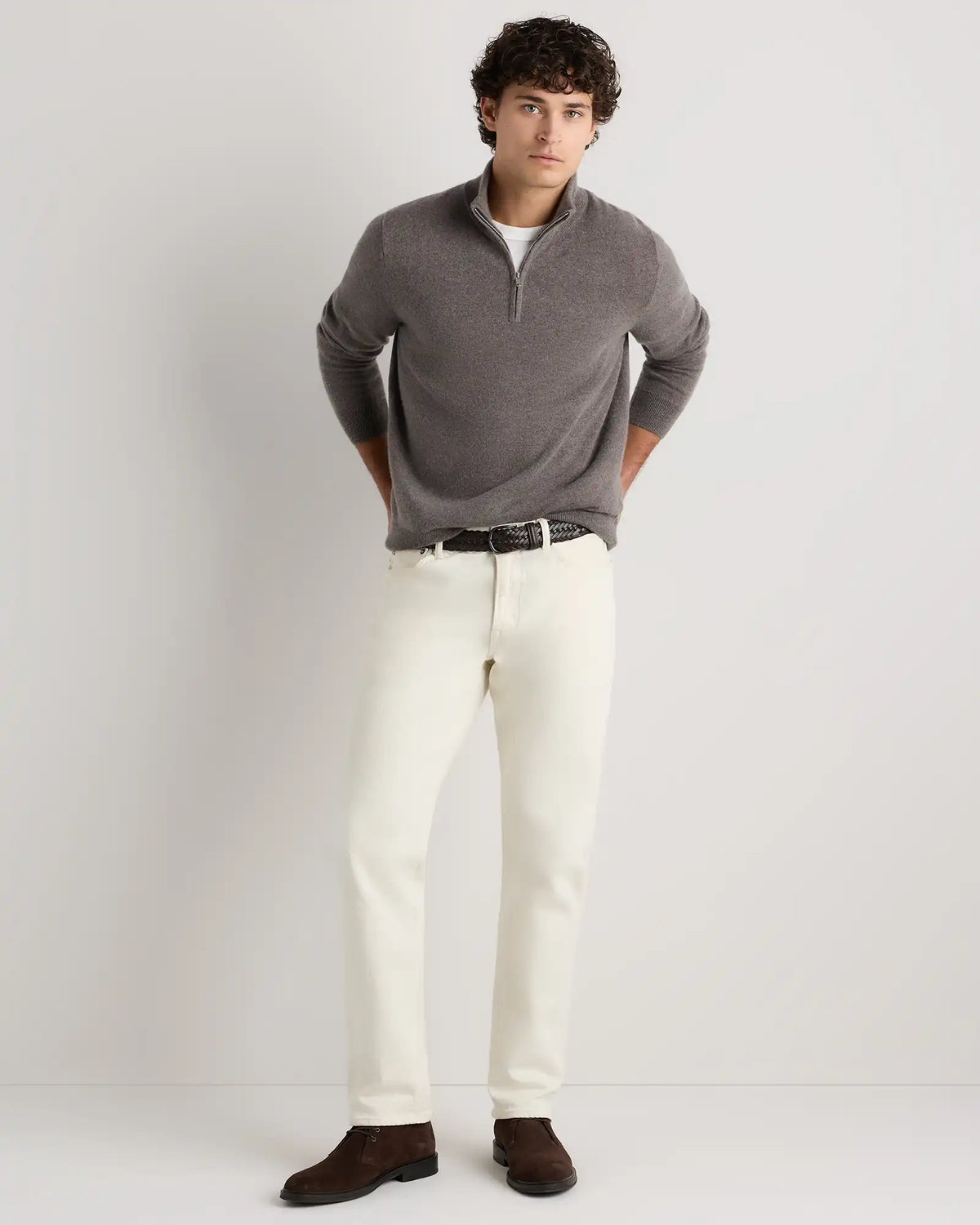 Mongolian Cashmere Quarter Zip Sweater