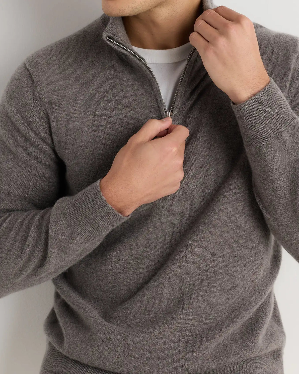 Mongolian Cashmere Quarter Zip Sweater