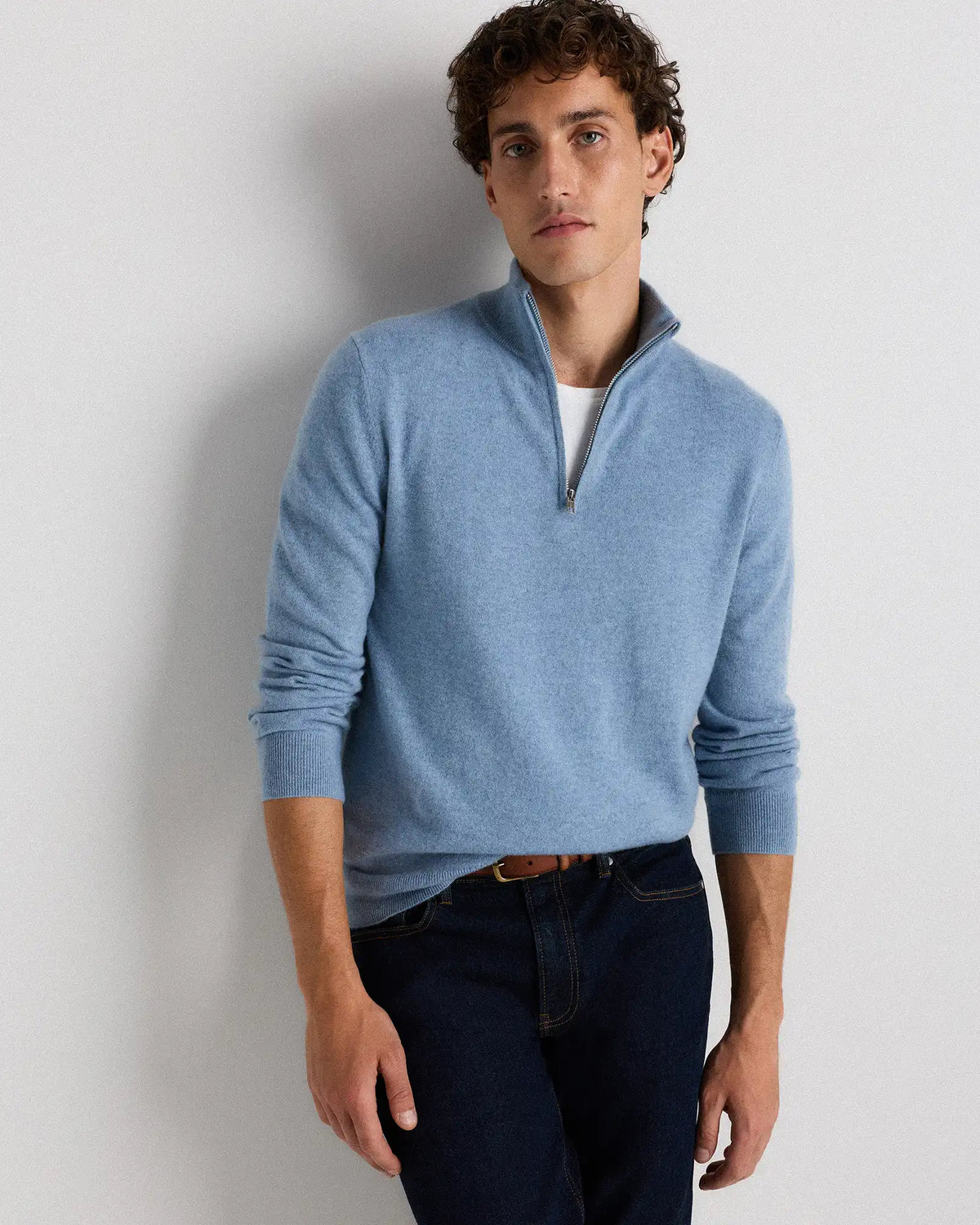 Mongolian Cashmere Quarter Zip Sweater