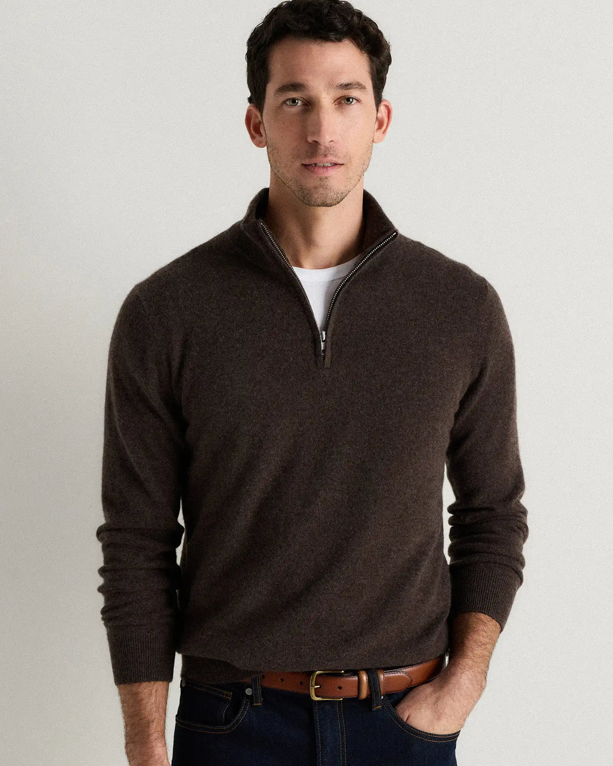 Mongolian Cashmere Quarter Zip Sweater