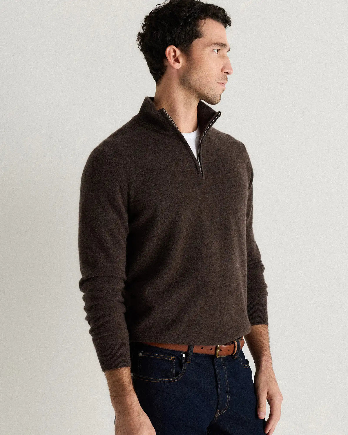 Mongolian Cashmere Quarter Zip Sweater