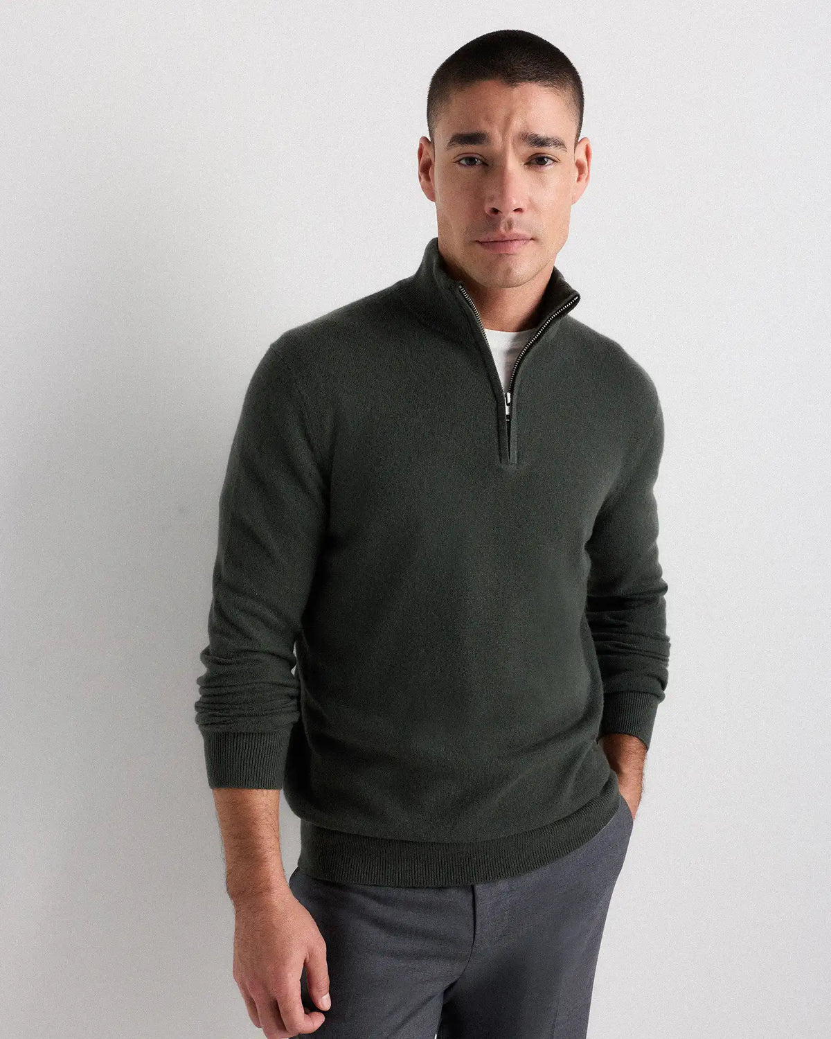 Mongolian Cashmere Quarter Zip Sweater