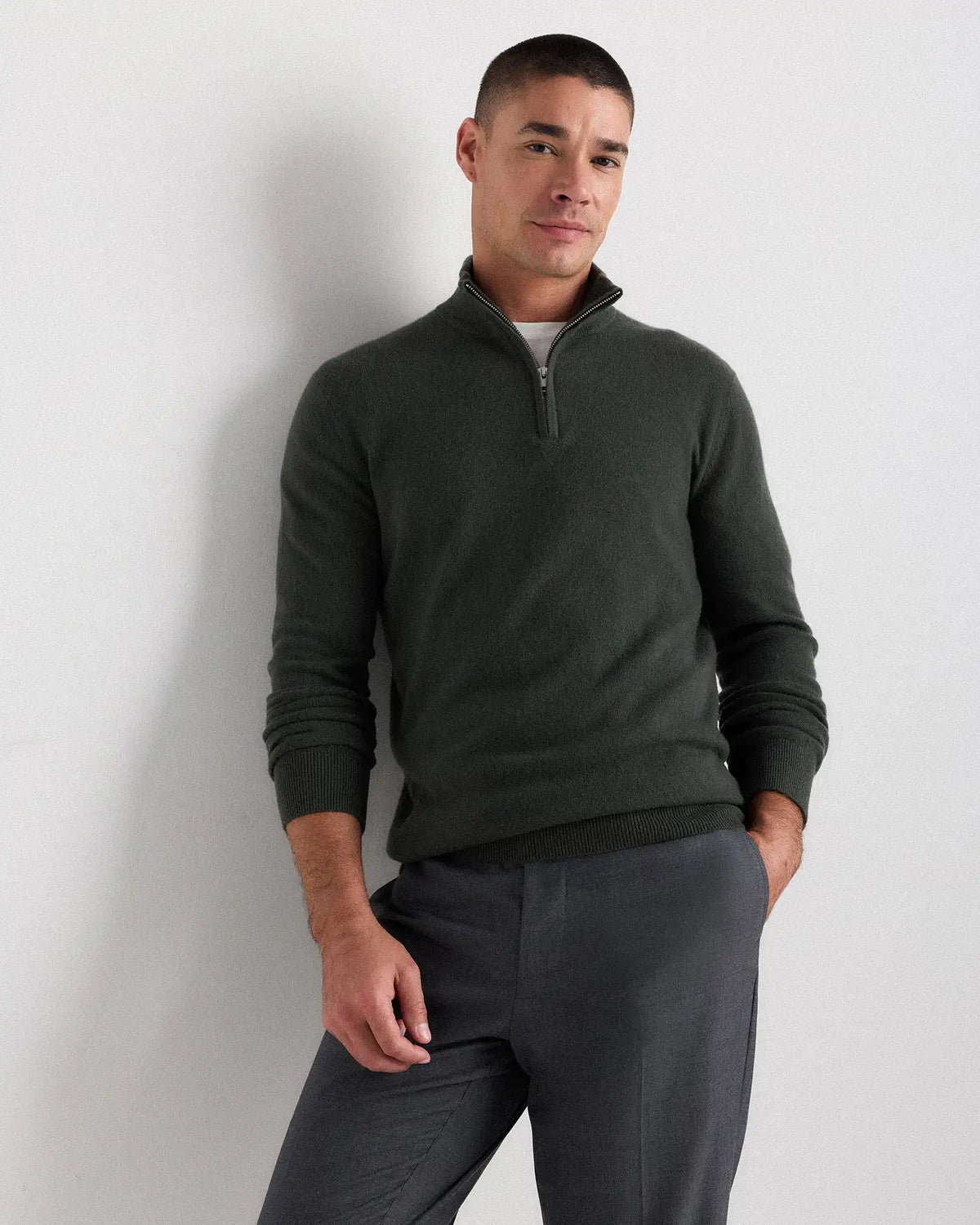 Mongolian Spring Cashmere Quarter Zip Sweater