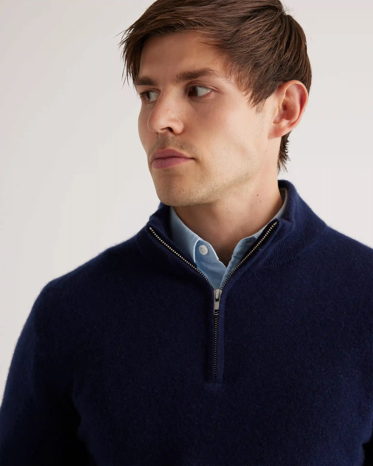 Mongolian Spring Cashmere Quarter Zip Sweater