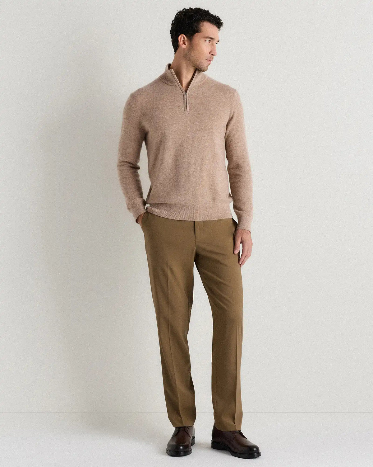 Mongolian Cashmere Quarter Zip Sweater