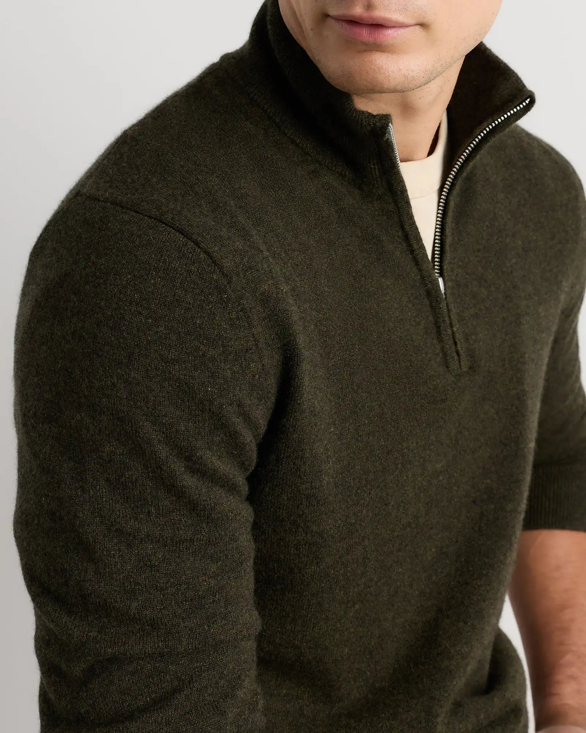 Mongolian Cashmere Quarter Zip Sweater