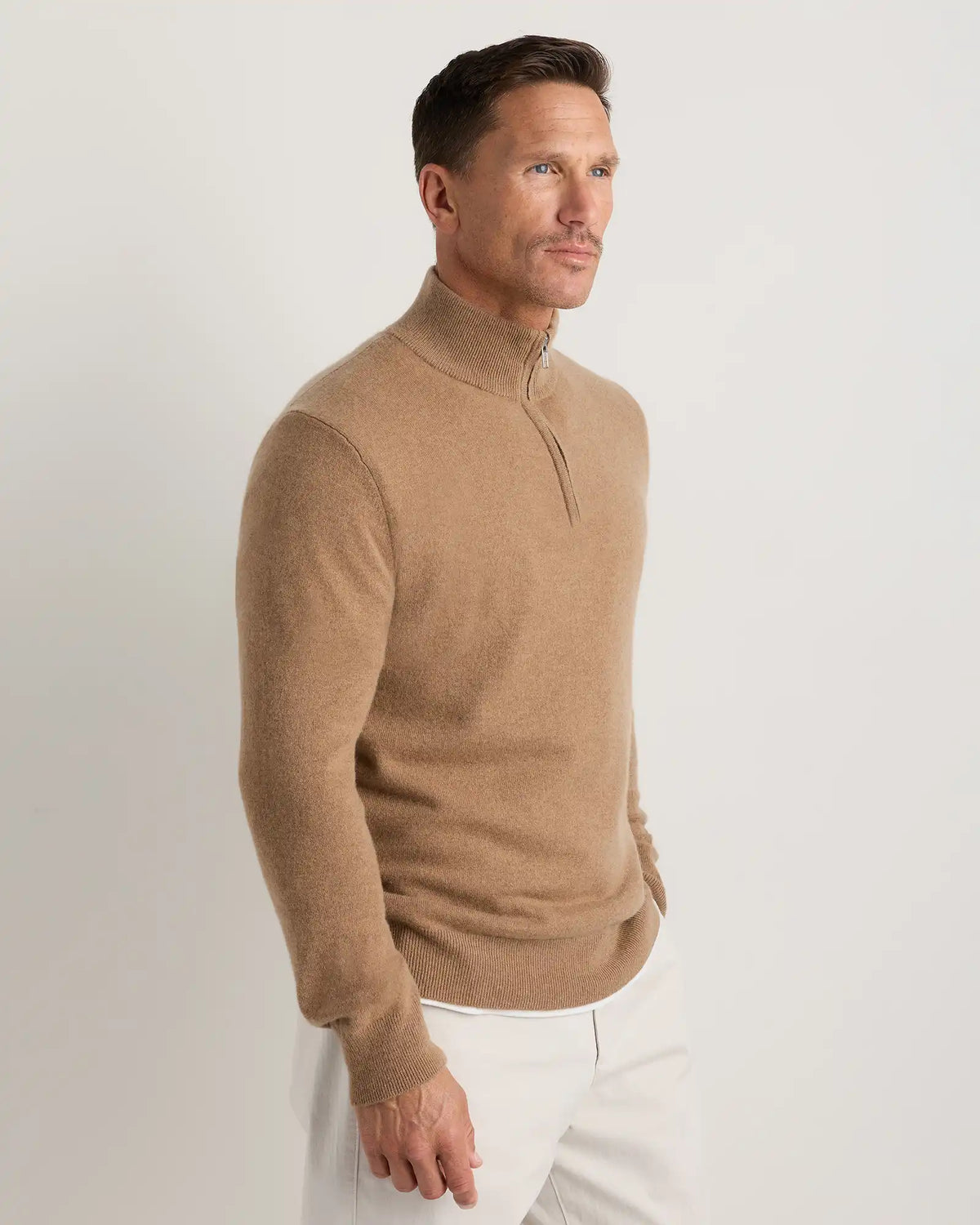 Mongolian Cashmere Quarter Zip Sweater