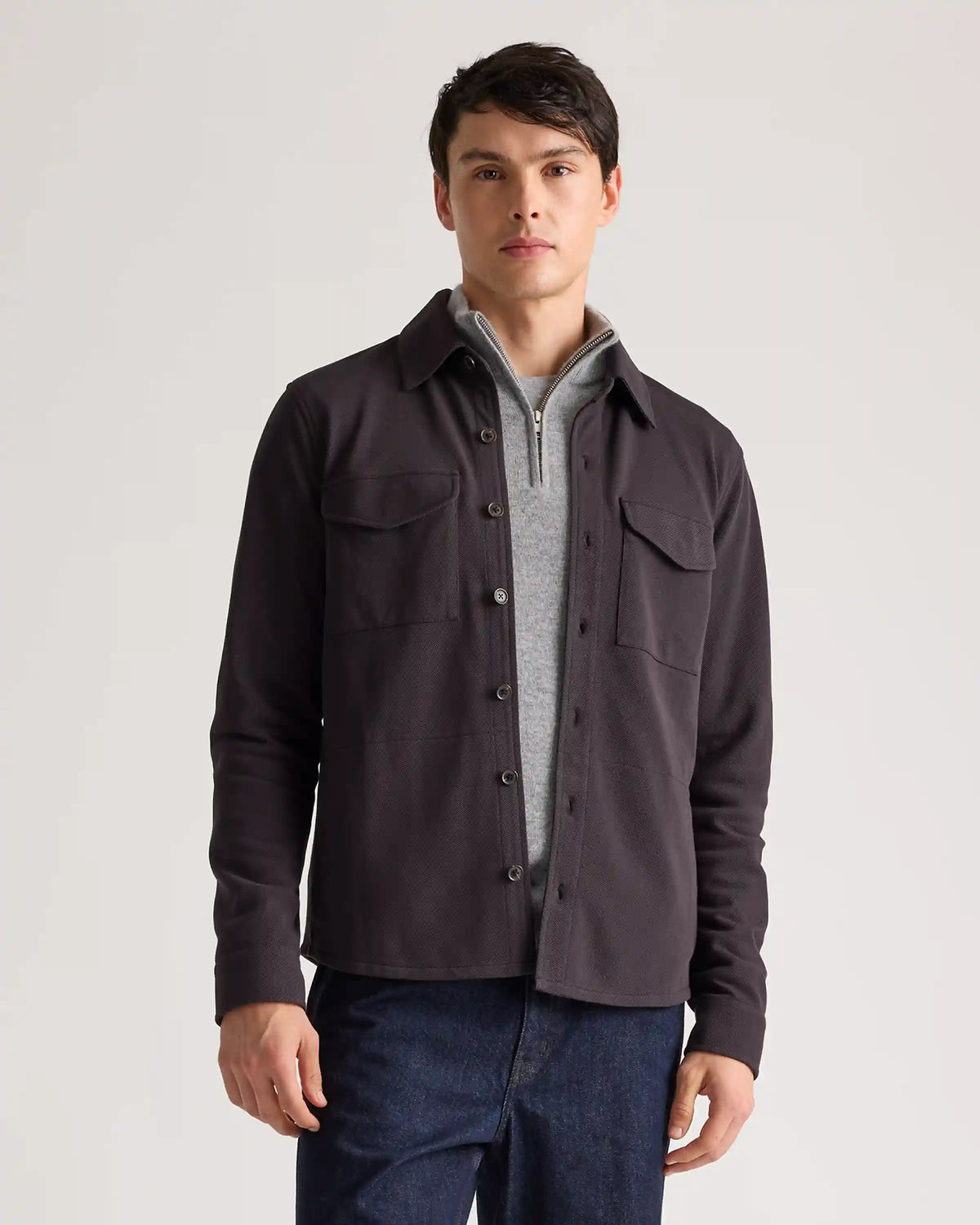 Cotton Pique Knit Overshirt