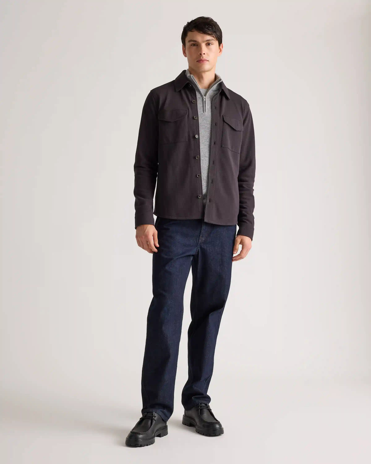 Cotton Pique Knit Overshirt