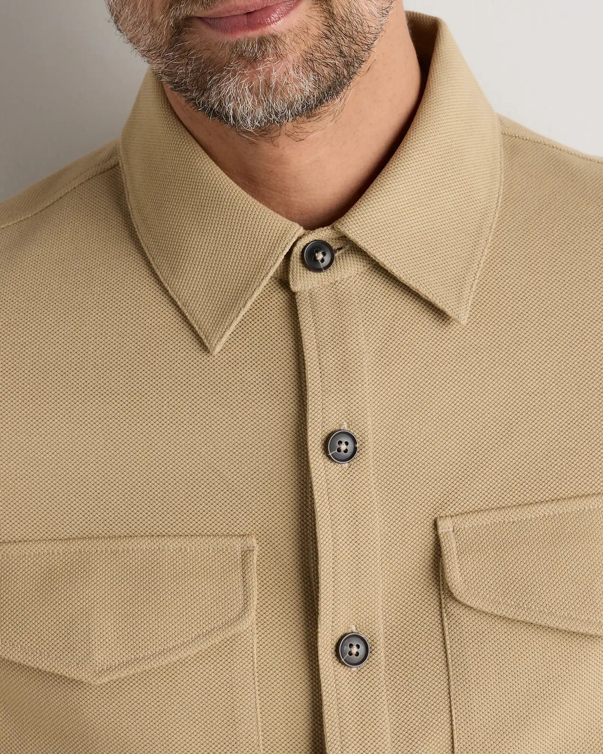 Cotton Pique Knit Overshirt