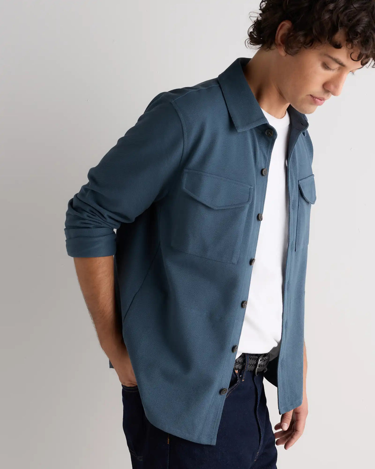 Cotton Pique Knit Overshirt