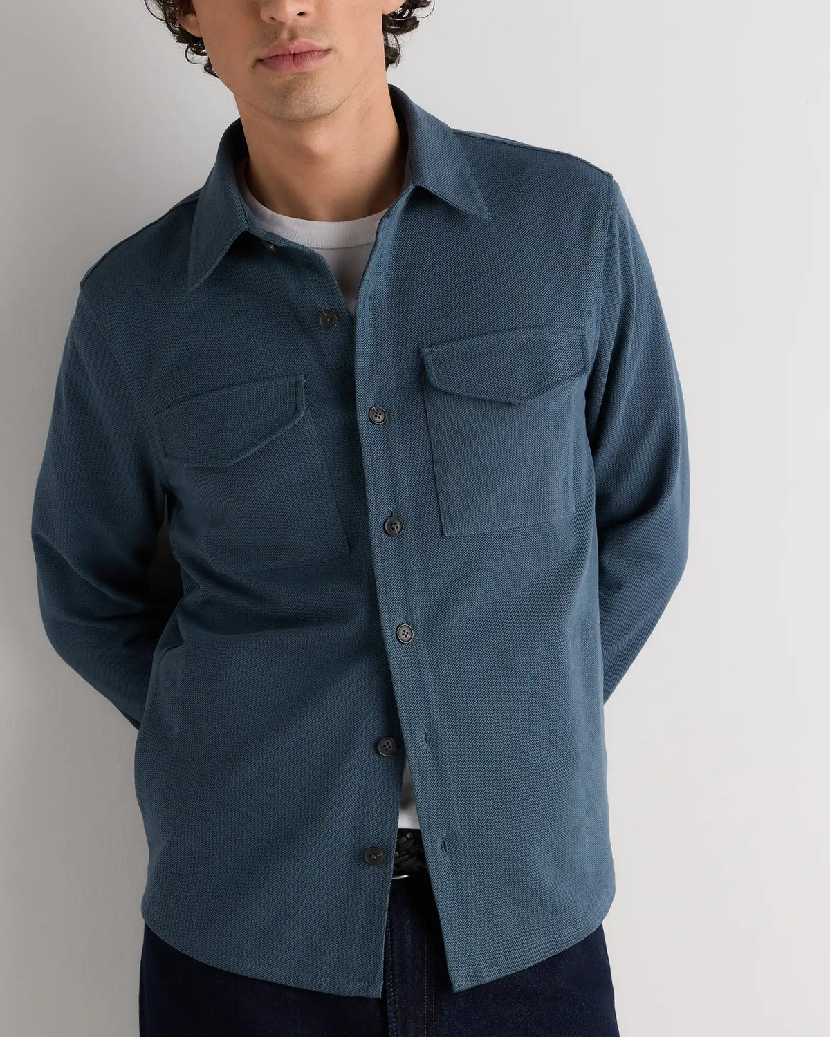 Cotton Pique Knit Overshirt