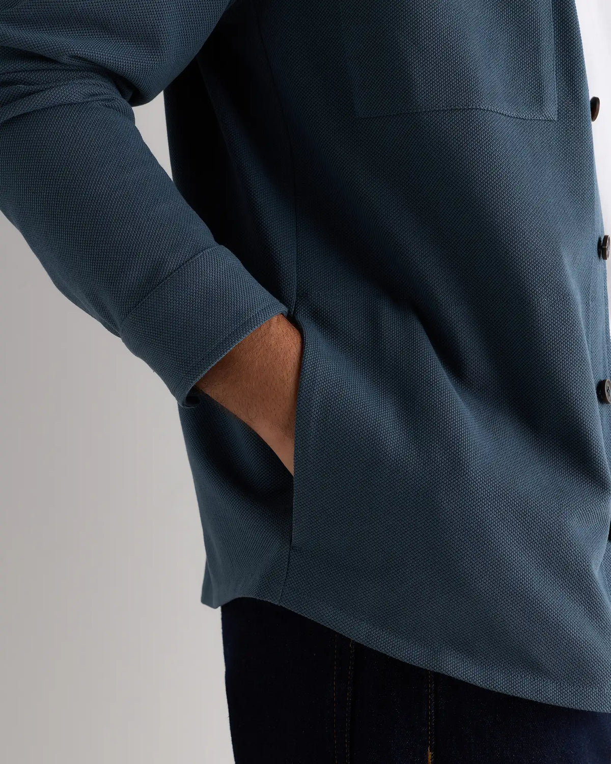 Cotton Pique Knit Overshirt