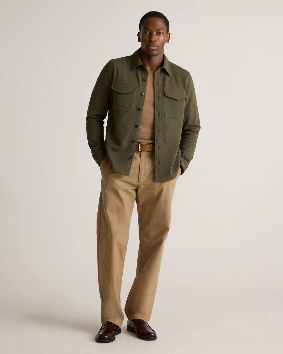 Cotton Pique Knit Overshirt