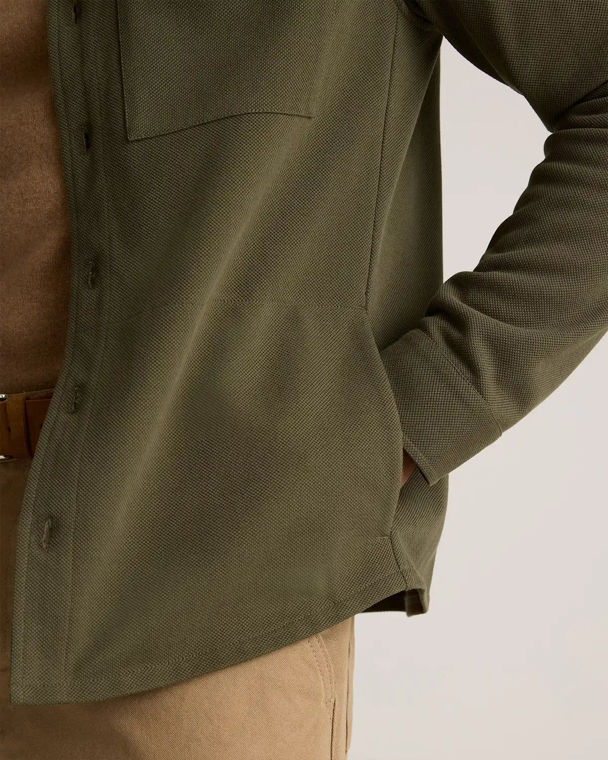 Cotton Pique Knit Overshirt