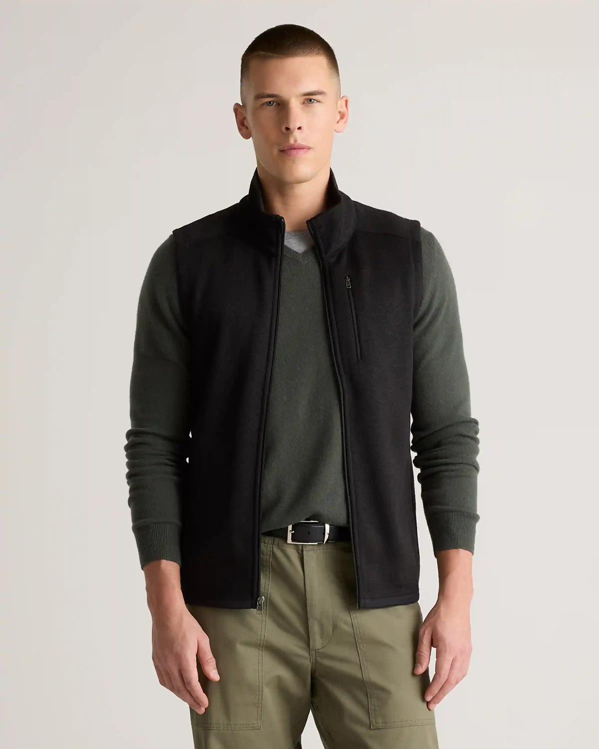 Sweater-Knit Fleece Full-Zip Vest