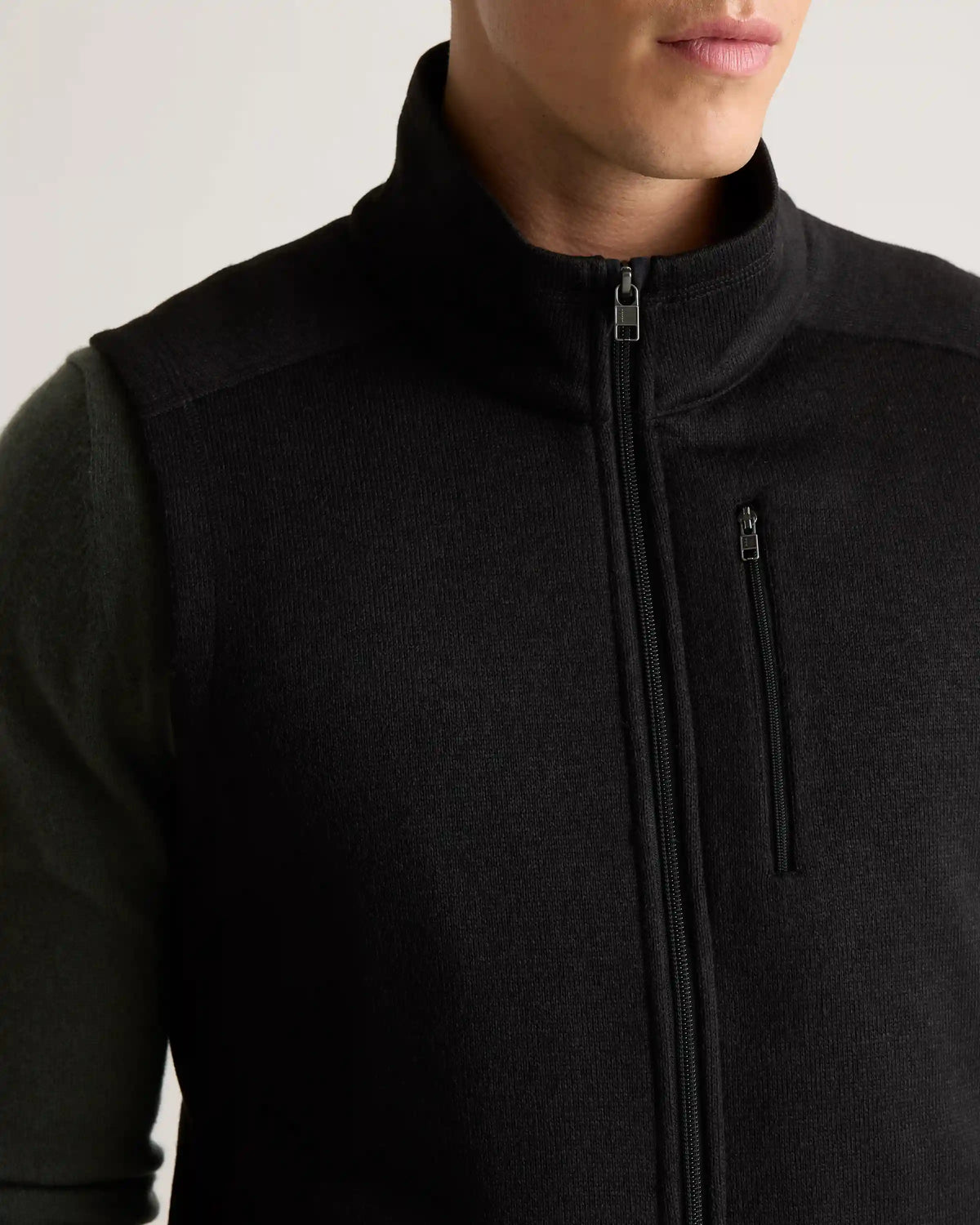 Sweater-Knit Fleece Full-Zip Vest