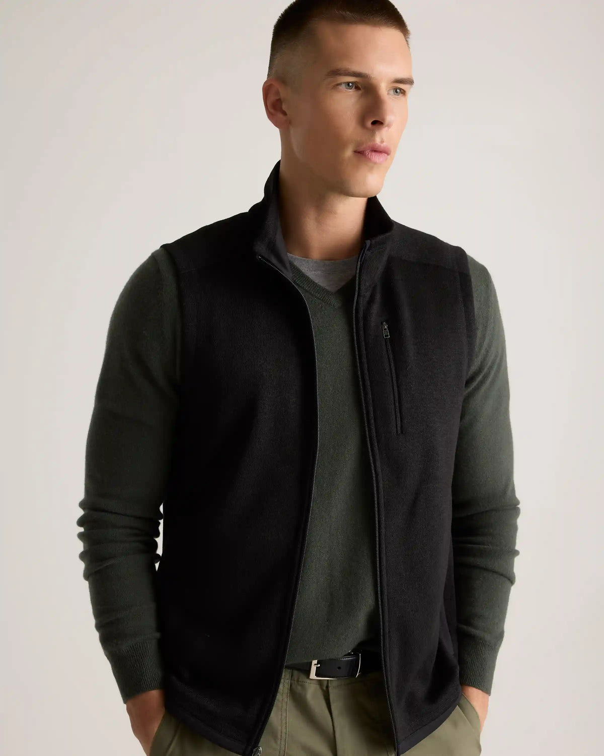 Sweater-Knit Fleece Full-Zip Vest