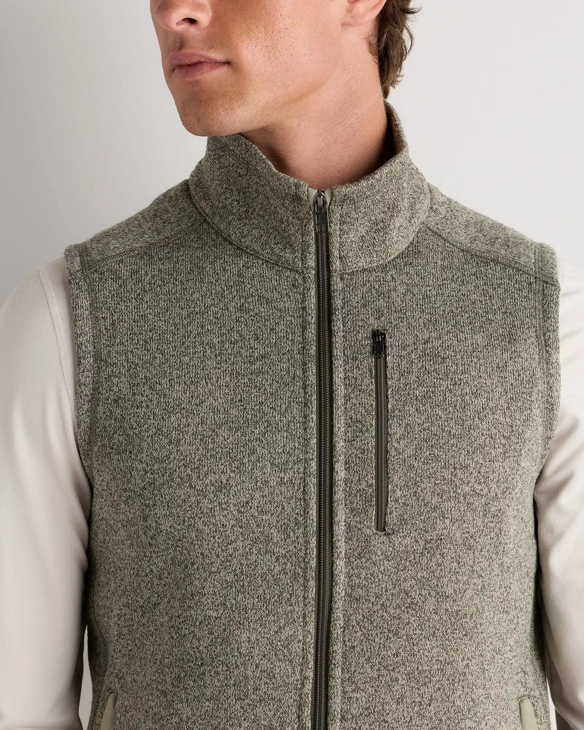 Sweater-Knit Fleece Full-Zip Vest