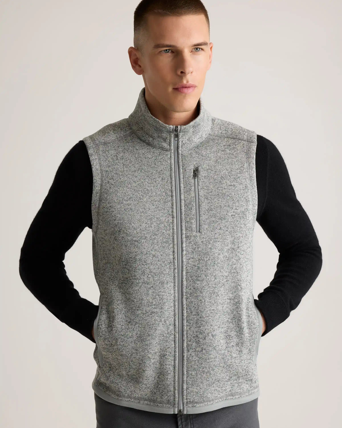 Sweater-Knit Fleece Full-Zip Vest