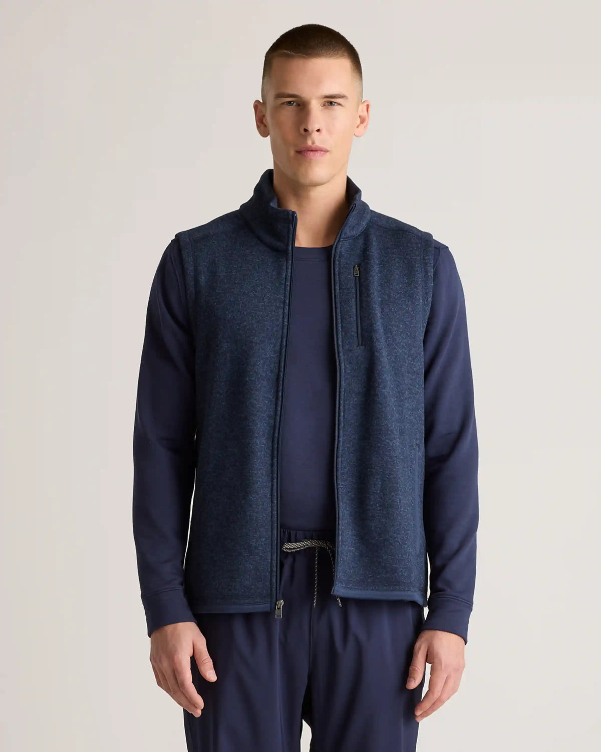 Sweater-Knit Fleece Full-Zip Vest