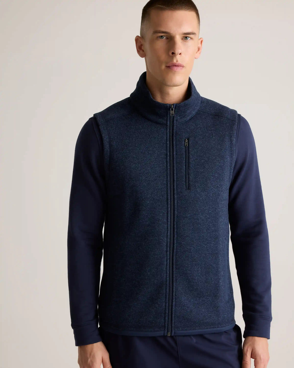 Sweater-Knit Fleece Full-Zip Vest